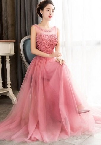 ピンク ロングドレス