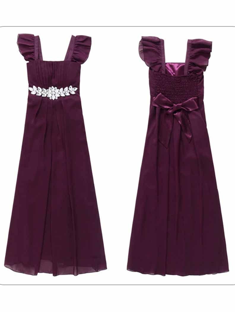M~2L】ダークパープル*お袖付きシフォンドレス*ロングドレス M~2L】ダークパープル*お袖付きシフォンドレス*ロングドレス