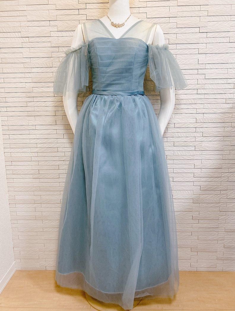 L.2L即納【S-XL】ターコイズグリーンのsweet袖付きロングドレス L.2L即納【S-XL】ターコイズグリーンのsweet袖付きロングドレス