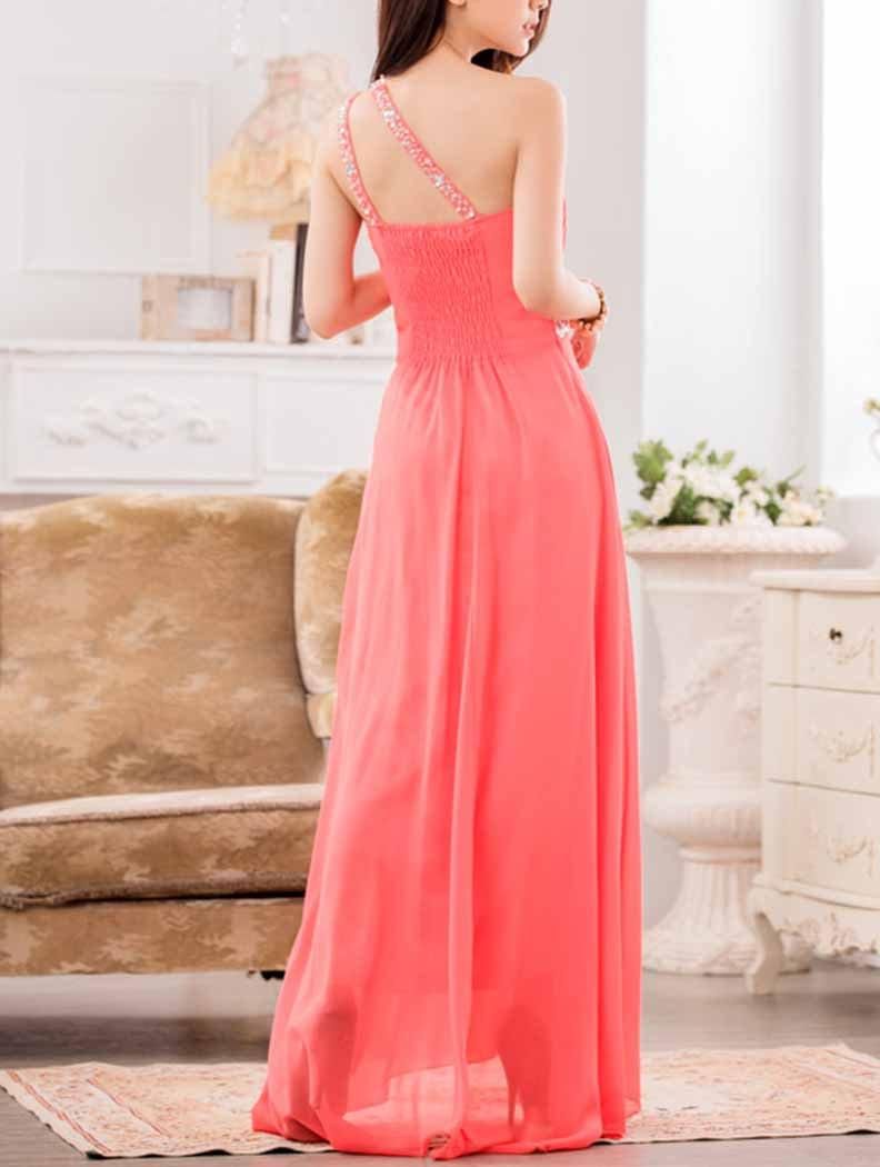 ブラックビジュー＊ワンショルダーシフォンドレス＊ロングドレス