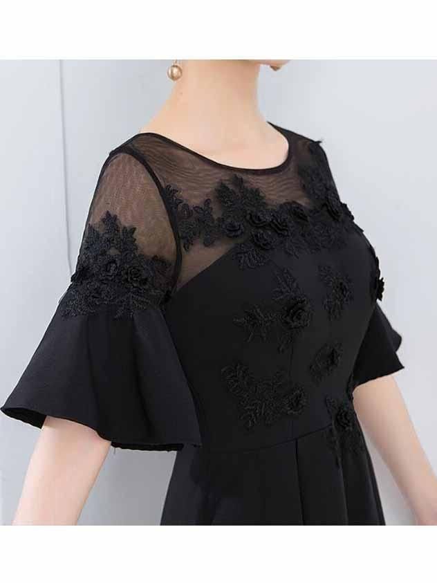 ね*こ様 ブラックフリルロングドレス フリルオフショルサイドカットアウトロングドレス セクシー