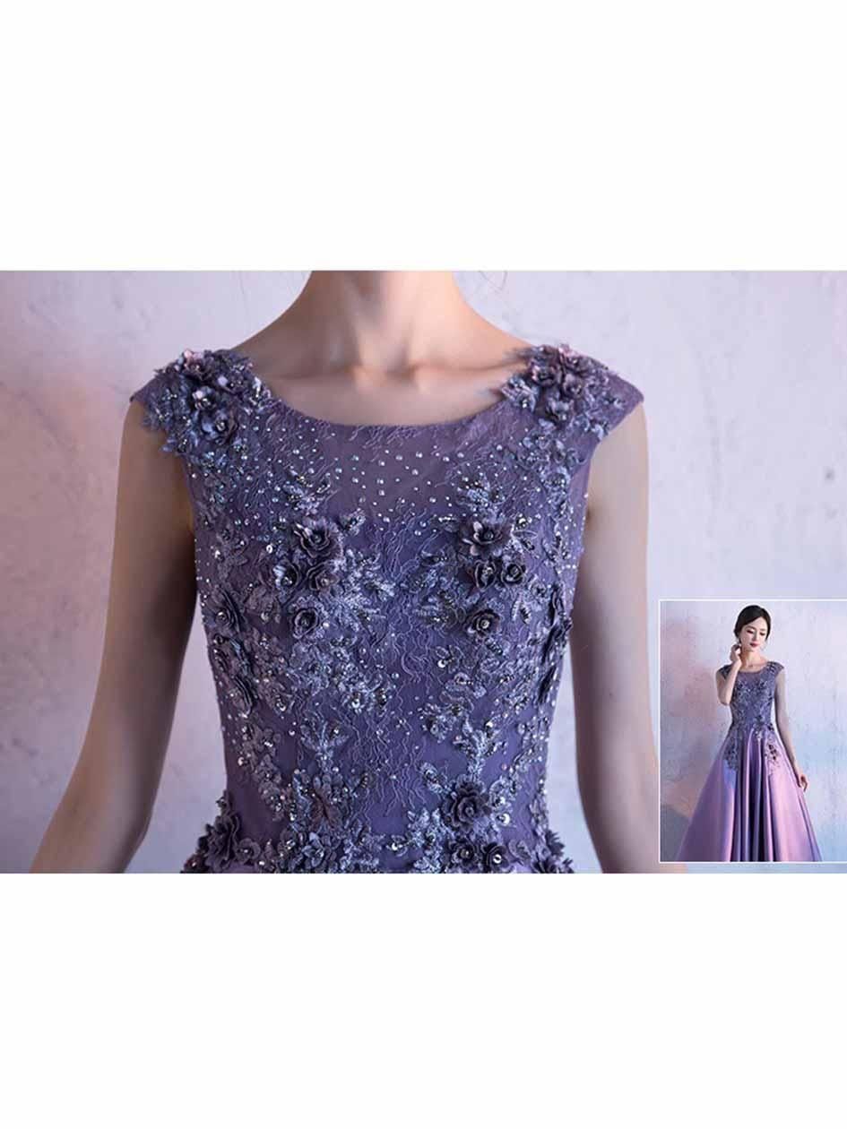 ドレス ラベンダーロングドレス 150cm 発表会 ラベンダーグリッターフラワー刺繍ロングドレス 紫 パープル 演奏会