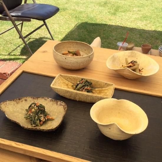 茶灰釉六寸舟形鉢/安達健 - galerie n107