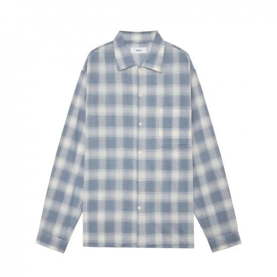 25S/S】CHECKERD SHIRT ORGANIC COTTON HIGH TWISTED OMBRE 25S/S】CHECKERD SHIRT ORGANIC COTTON HIGH TWISTED OMBRE