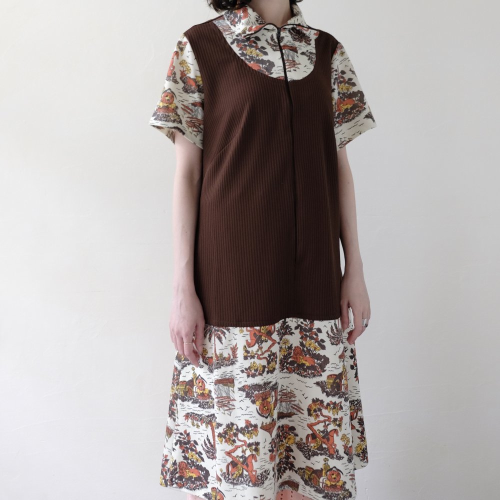 [VINTAGE] Zip-up Chinoiserie Dress