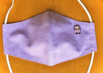 刺繍入りマスク　ラベンダー（あまびえちゃん　ピンク）Rサイズ