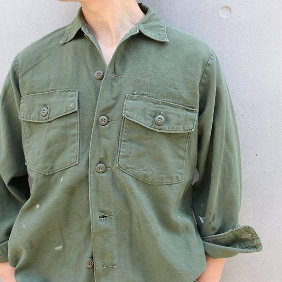 1960-70s アメリカ軍/コットンサテンユーティリティシャツ【14.5 1960-70s アメリカ軍/コットンサテンユーティリティシャツ【14.5