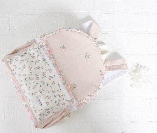 刺繍生地 【チューリップ/ピンクベージュ/コーラル