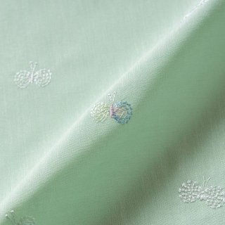 刺繍生地 【ちょうちょ/スプリンググリーン/ホワイト】 カットクロス 綿ポリ