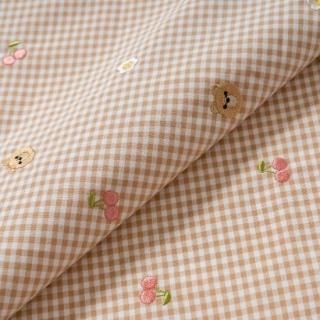 刺繍生地 【チューリップ/ピンクベージュ/コーラル