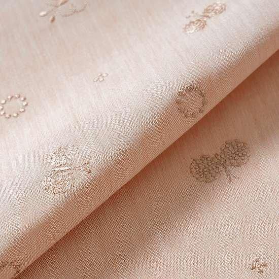 カット生地ベージュ刺繍 刺繍生地 【さくらんぼ/ピンクベージュ/ゴールド】 カットクロス