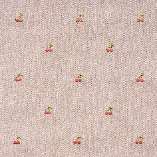 刺繍生地 【さくらんぼ/ピンクベージュ/ナチュラル