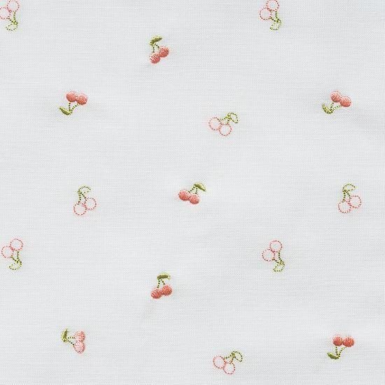 刺繍生地 【ランダム/さくらんぼ/オフホワイト/ナチュラル