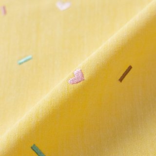 刺繍生地 【チョコスプレー/イエロー】 カットクロス 綿ポリ