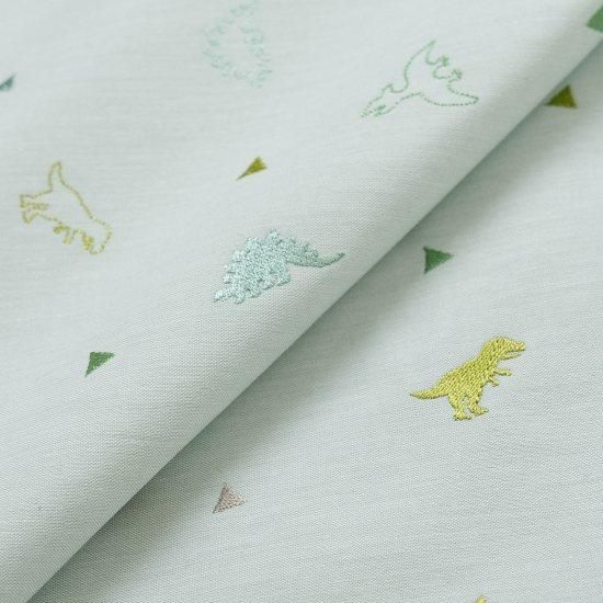 刺繍生地 【ダイナソー/ペールモス/フォレスト】 カットクロス