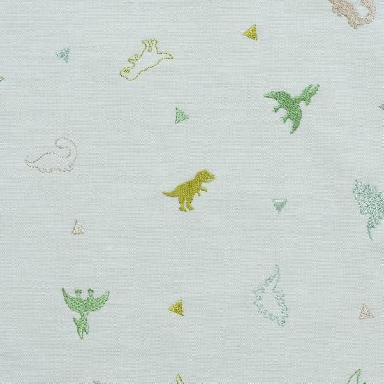 反物　生地　リメイク生地　刺繍　グリーン　長期保管品 刺繍生地 【ダイナソー/ペールモス/フォレスト】 カットクロス