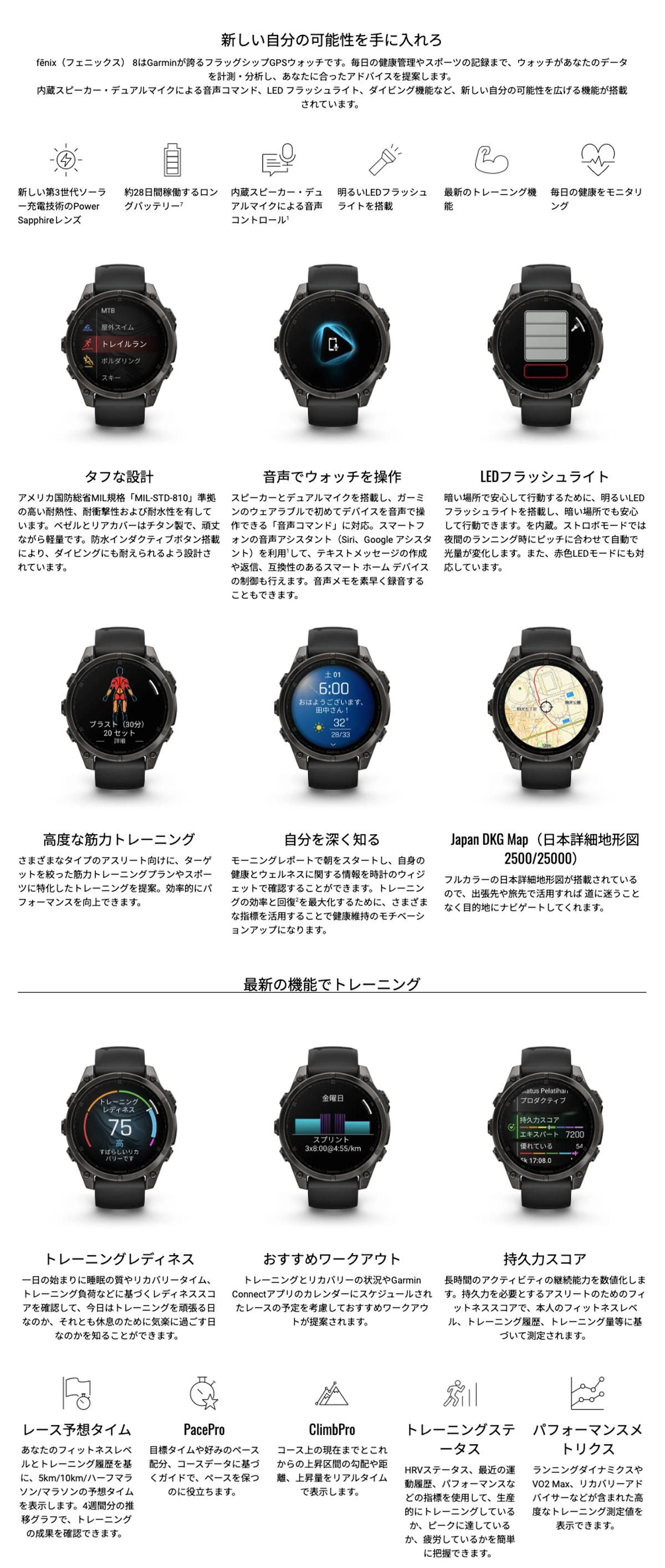 010-02907-51 51mm GARMIN ガーミン フェニックス8 サファイア
