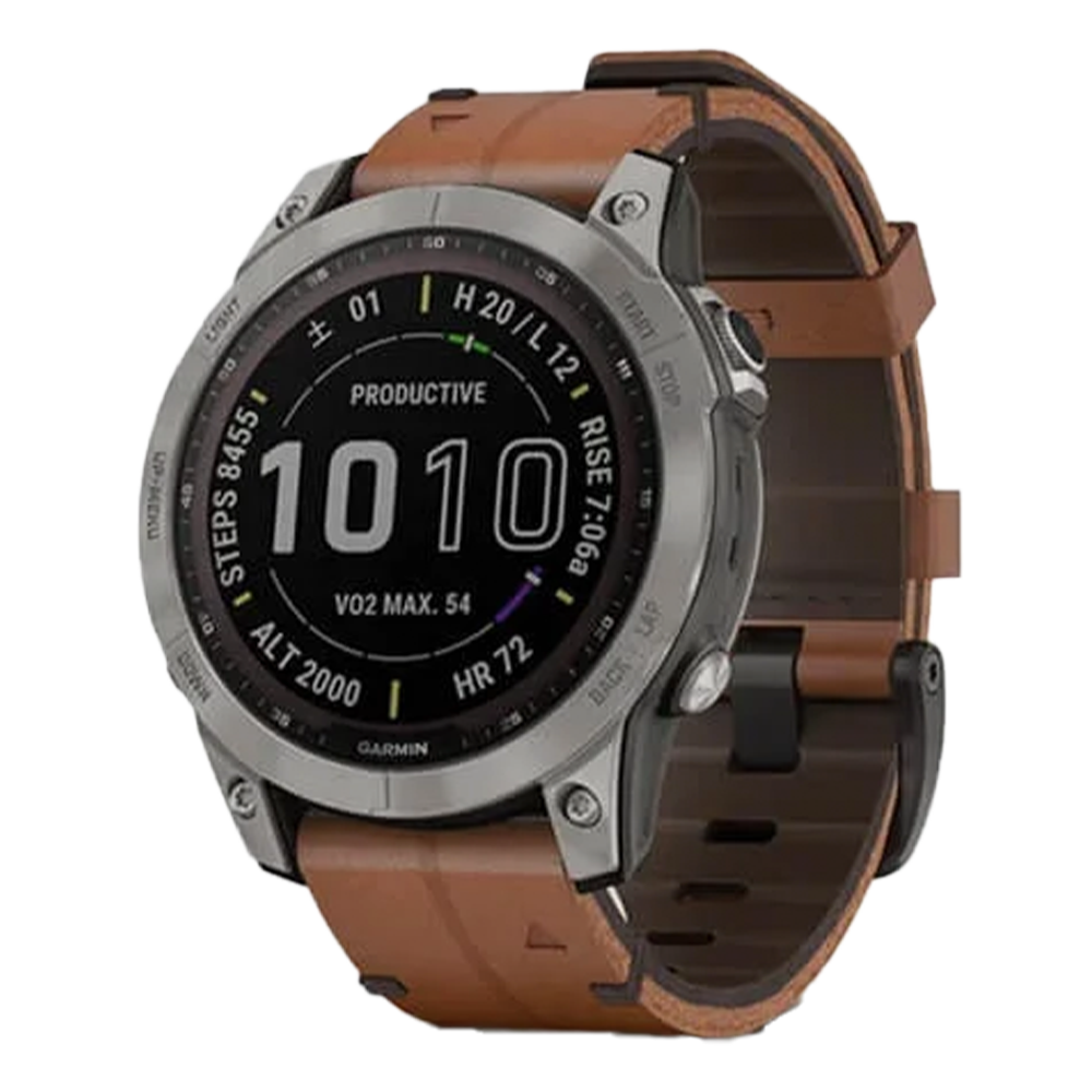 010-02540-43 GARMIN ガーミン フェニックス7 サファイア デュアル パワー ティ チェスナット レザー バンド