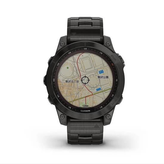 010-02540-48 GARMIN ガーミン フェニックス7 サファイア デュアル パワー ティ カーボングレー DLC / カーボングレー DLC ベンティド チタニウムバンド
