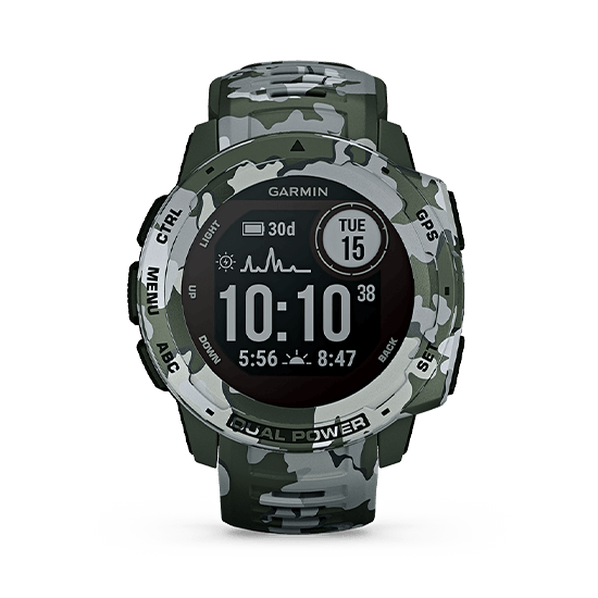 010-02293-55 GARMIN ガーミン インスティンクト デュアル パワー カモ エディション ライケン カモ