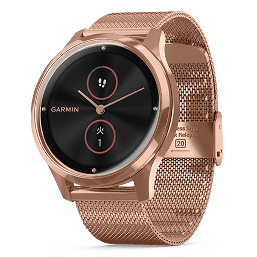010-02241-74 GARMIN ガーミン vivomove リュクス 18K ローズゴールド PVD ミラネーゼ