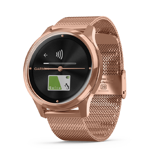 010-02241-74 GARMIN ガーミン vivomove リュクス 18K ローズゴールド PVD ミラネーゼ