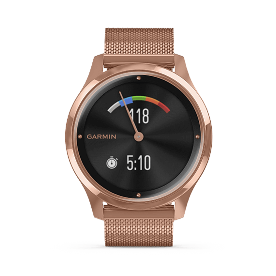 010-02241-74 GARMIN ガーミン vivomove リュクス 18K ローズゴールド PVD ミラネーゼ