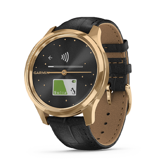 010-02241-72 GARMIN ガーミン vivomove リュクス エンボスト レザー / 24K Gold PVD
