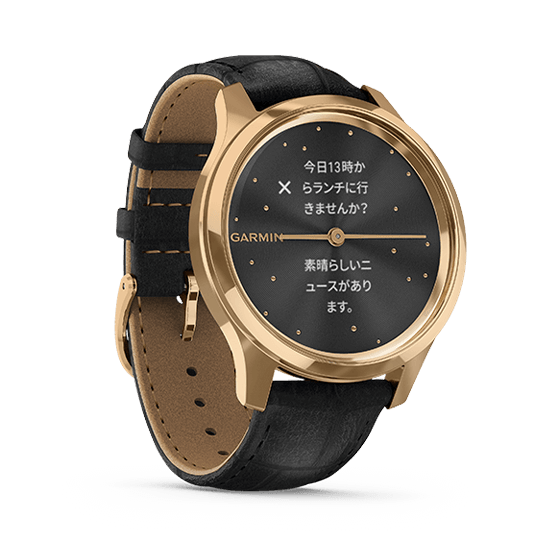 010-02241-72 GARMIN ガーミン vivomove リュクス エンボスト レザー / 24K Gold PVD