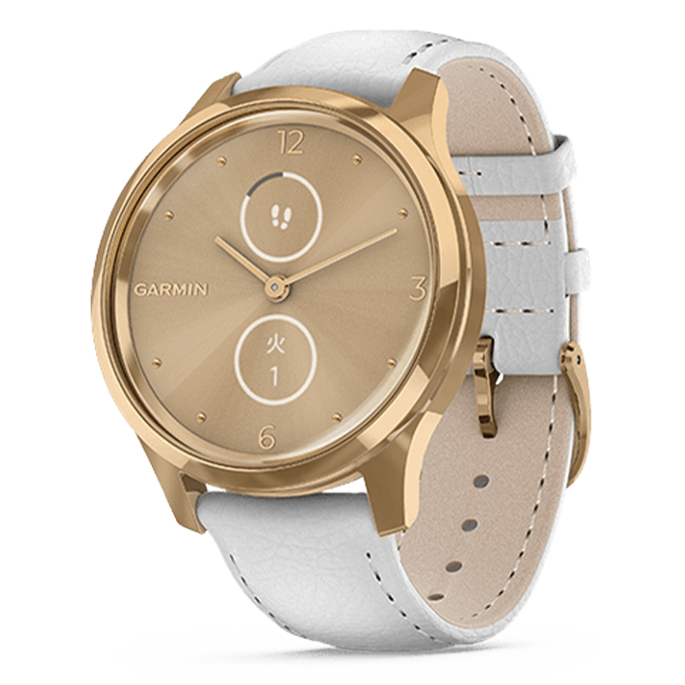 010-02241-78 GARMIN ガーミン vivomove リュクス ホワイトレザー / 24K Gold PVD
