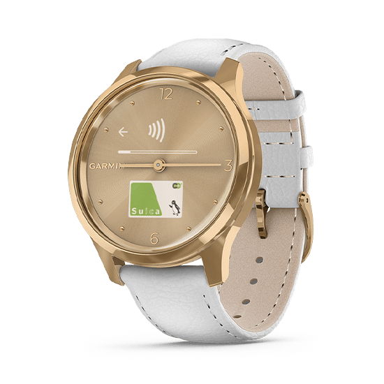 010-02241-78 GARMIN ガーミン vivomove リュクス ホワイトレザー / 24K Gold PVD