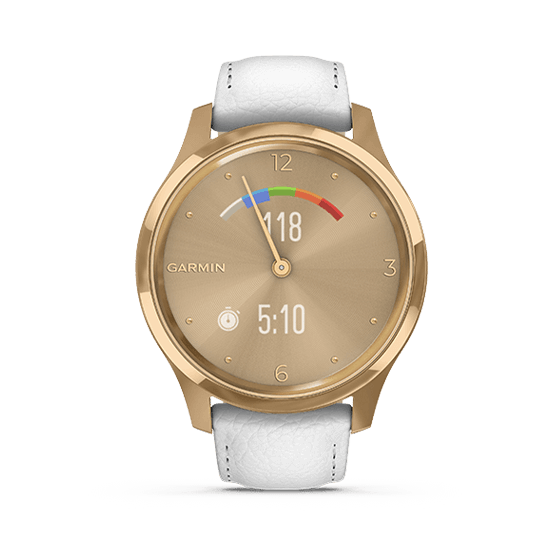 010-02241-78 GARMIN ガーミン vivomove リュクス ホワイトレザー / 24K Gold PVD