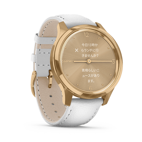 010-02241-78 GARMIN ガーミン vivomove リュクス ホワイトレザー / 24K Gold PVD
