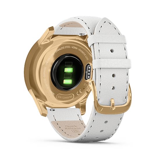 010-02241-78 GARMIN ガーミン vivomove リュクス ホワイトレザー / 24K Gold PVD