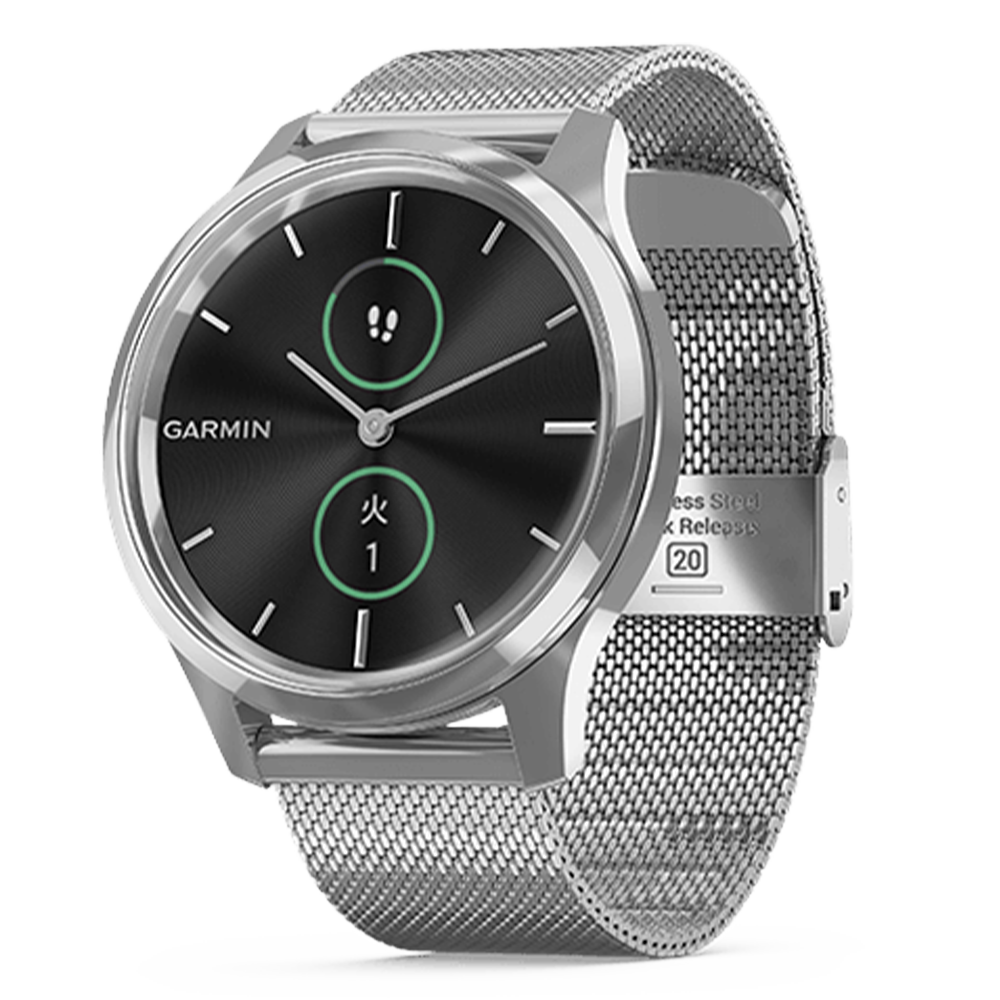010-02241-73 GARMIN ガーミン vivomove リュクス シルバー ミラネーゼ