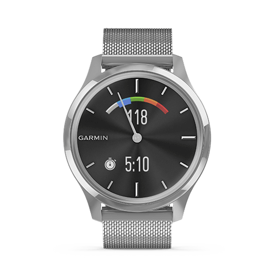 010-02241-73 GARMIN ガーミン vivomove リュクス シルバー ミラネーゼ