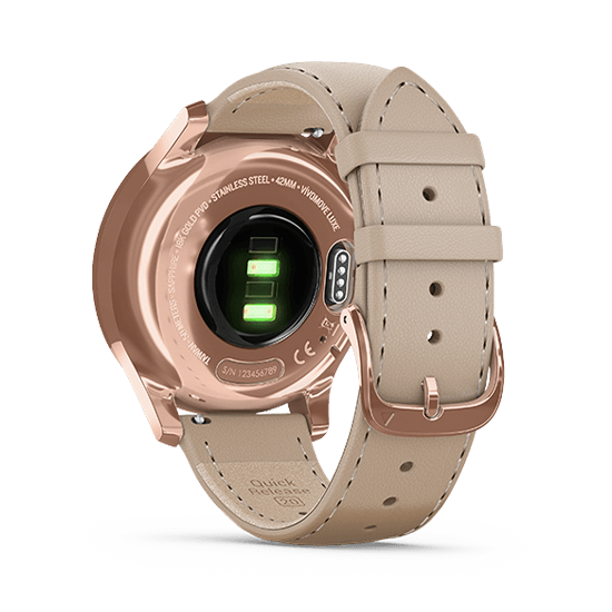 010-02241-71 GARMIN ガーミン vivomove リュクス ライト サンド レザー / 18K ローズゴールド PVD