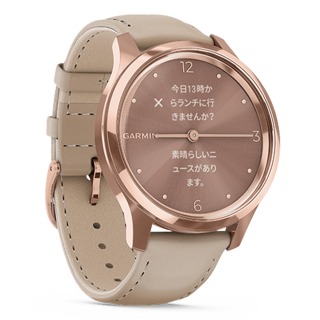 010-02241-71 GARMIN ガーミン vivomove リュクス ライト サンド レザー / 18K ローズゴールド PVD