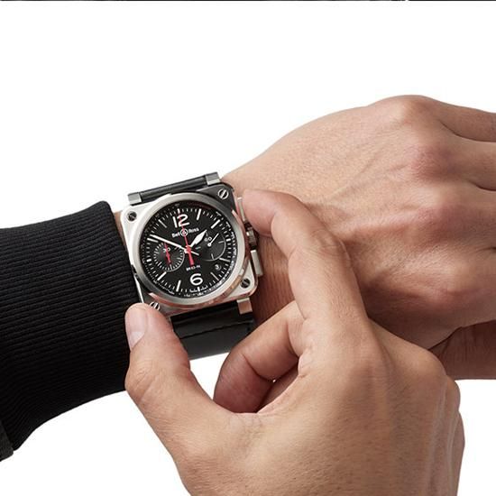 BR0394-BLC-ST/SCA ブラック スティール Bell & Ross ベル&ロス インストゥルメント BR03-94