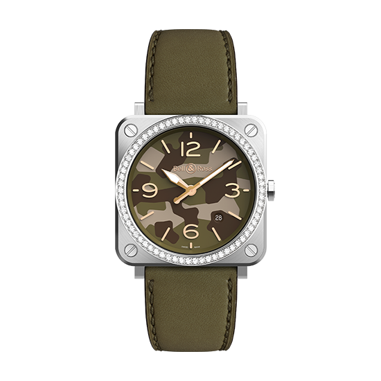 Bell & Ross ベル&ロス インストュルメント BR S グリーン カモ ダイヤモンド BRS-CK-ST-LGD/SCA