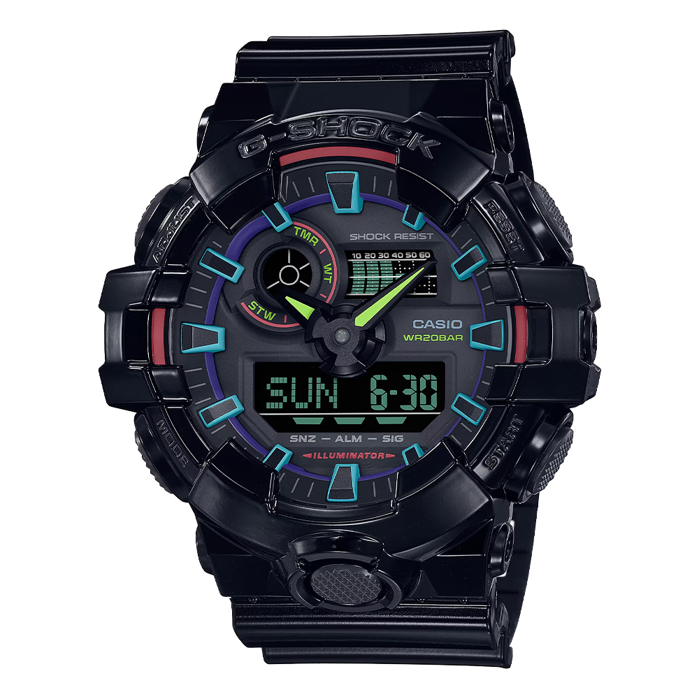 時計 CASIO カシオ G-SHOCK ANALOG-DIGITAL GA-700 SERIES GA-700RGB-1AJF - 高級腕時計  正規販売店 ハラダHQオンラインショップ