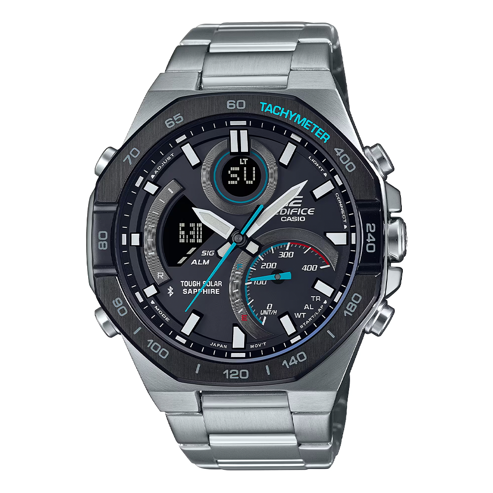 CASIO◇EDIFICE/クォーツ腕時計/BLK/本体のみ/ベルト小傷有/ERA