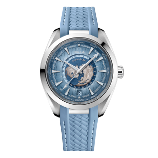 220.12.43.22.03.002 OMEGA オメガ シーマスター アクアテラ 150M GMT ワールドタイマー Summer Blue