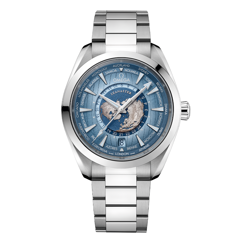 220.10.43.22.03.002 OMEGA オメガ シーマスター アクアテラ 150M GMT ワールドタイマー Summer Blue