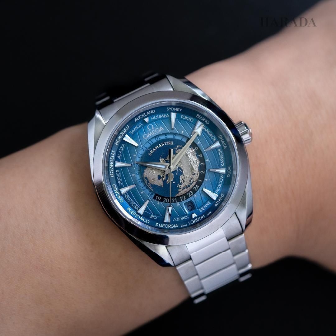 220.10.43.22.03.002 OMEGA オメガ シーマスター アクアテラ 150M GMT ワールドタイマー Summer Blue