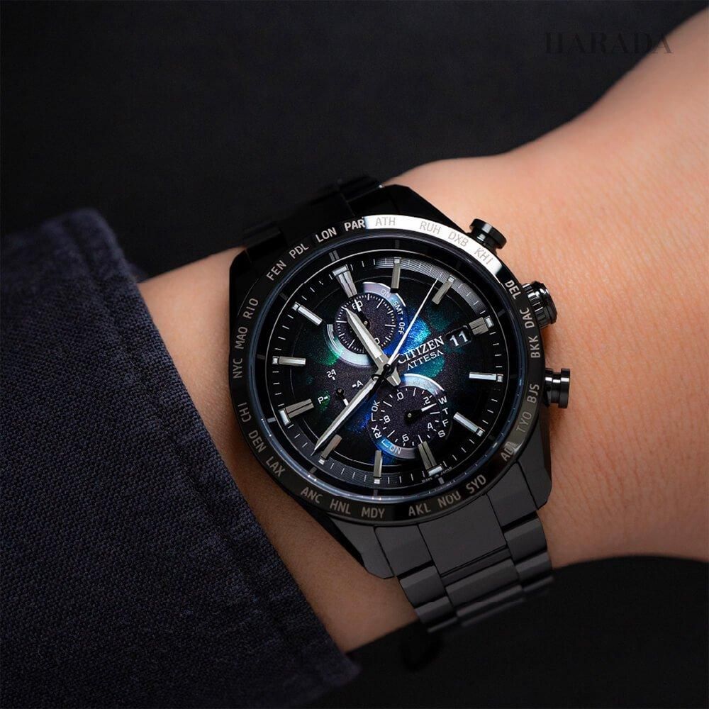  【世界限定2,100本】 AT8286-65E CITIZEN シチズン アテッサ ACT Line ブラックチタンシリーズ LAYERS of TIME