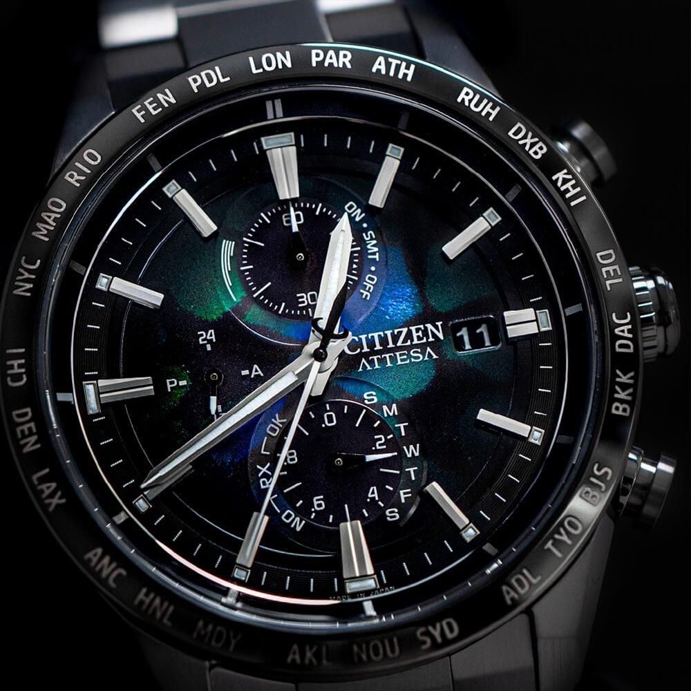  【世界限定2,100本】 AT8286-65E CITIZEN シチズン アテッサ ACT Line ブラックチタンシリーズ LAYERS of TIME