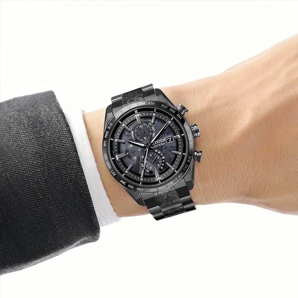  【世界限定2,900本】 AT8287-62E CITIZEN シチズン アテッサ ACT Line
ブラックチタンシリーズ HAKUTO-Rコラボレーションモデル