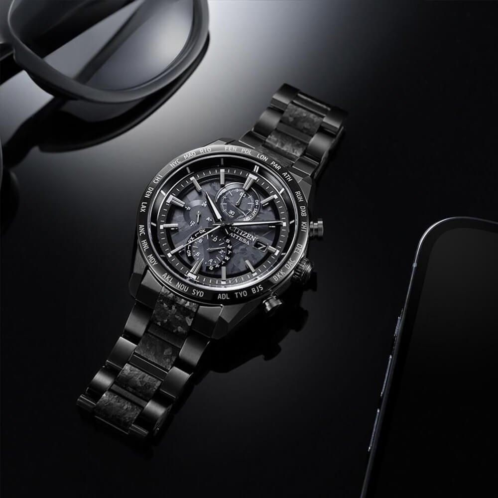  【世界限定2,900本】 AT8287-62E CITIZEN シチズン アテッサ ACT Line
ブラックチタンシリーズ HAKUTO-Rコラボレーションモデル