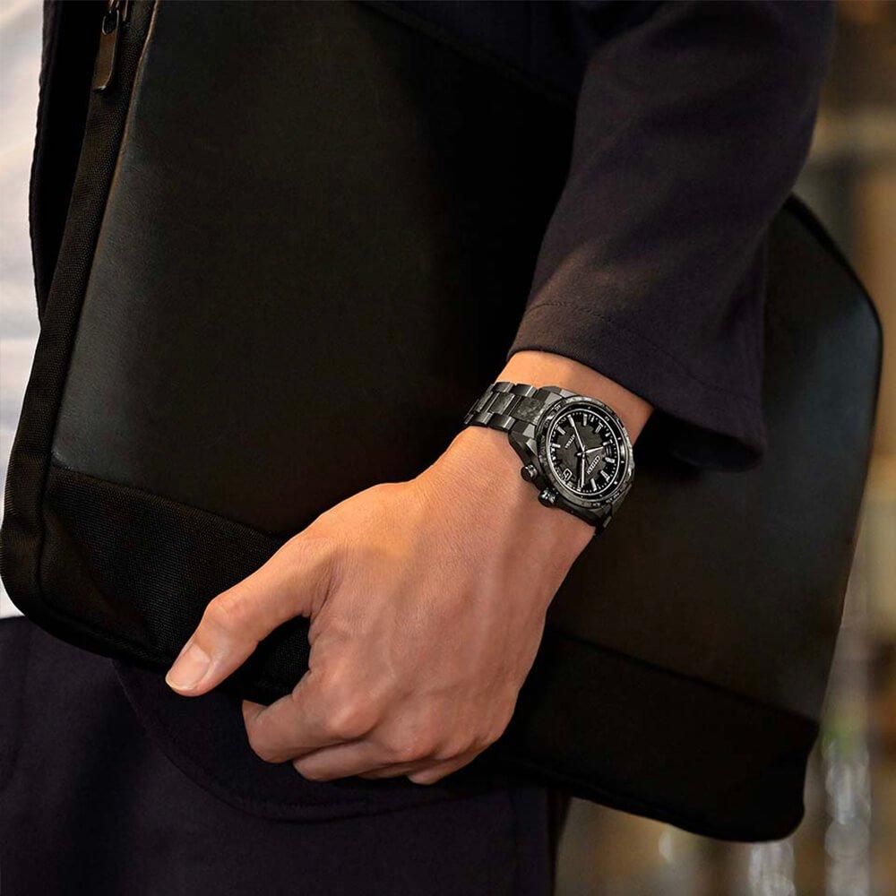  【世界限定1,900本】 CB0285-63E CITIZEN シチズン アテッサ ACT Line
ブラックチタンシリーズ HAKUTO-Rコラボレーションモデル